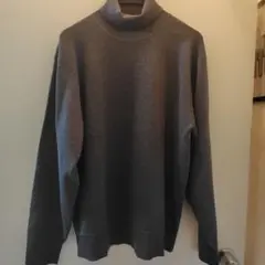 メンズ　ジーユーミラノリブ　タートルネックセーター　ダークグレー　Ｌサイズ