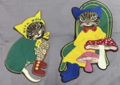 猫の刺繍ワッペン 2枚