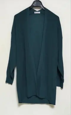 アフタヌーンティー ロングカーディガン オープンフロント ダークグリーン M