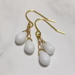 No.354 チェコビーズ ドロップビーズのピアス ハンドメイド