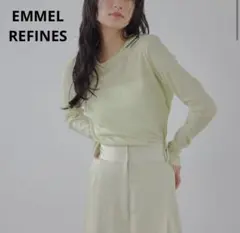 EMMEL REFINES EM テレコ クルーネック ロングスリーブ ライム