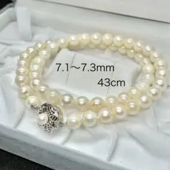 本真珠 パール ネックレス 7.1〜7.3mm SILVER刻印 あこや 白