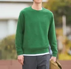 UNIQLO ウォッシャブルクルーネックセーター グリーン M