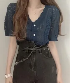 クロシェ編みカーディガン