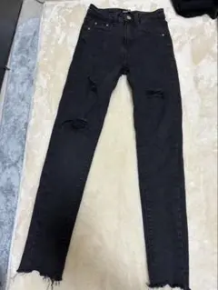 ANAP ダメージ加工スキニージーンズ Sサイズ 黒