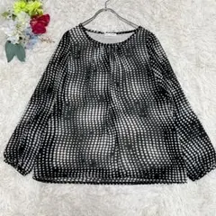【アー・ヴェ・ヴェ】ドット シフォンブラウス ブラック(38 M)きれいめ 上品