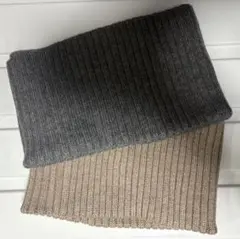 無印　首のチクチクを抑えた　ウール混　リブ編み　ネックウォーマー　2個セット