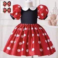 【極美品】ミニーちゃん 風 コスプレ ワンピース ドレス 髪飾り付きのサムネイル