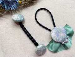 くるみボタン  ヘアゴム  ハンドメイド  リバティ  パール  レース