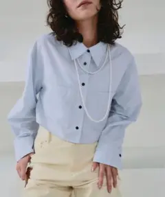 ロングスリーブクロップドポケットシャツ