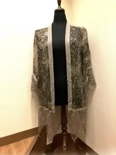 本日値下げ新品☆シェアスピリット☆花柄　 レース五分袖 シルクカーディガン 40のサムネイル
