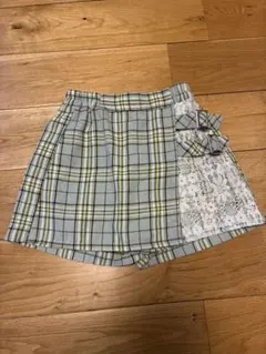 【サイズ120】チェック柄レース付きキュロット