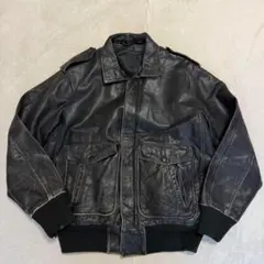 レザージャケット　ブルゾン　ヴィンテージ　黒　M〜Lサイズ位　グランパコア　古着