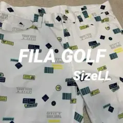 フィラ ゴルフ 総柄 ハーフパンツ ストレッチ 透け防止 ホワイト系 メンズ