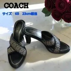 ​【美品】COACH コーチ シグネチャー ヒールサンダル 黒 6B　23cmのサムネイル