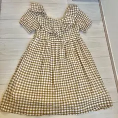 H&M ギンガムチェック フリル 半袖ワンピース 134cmのサムネイル