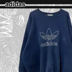 ☺︎USED古着☺︎adidas90s USA製スウェット　トレーナー　裏起毛　紺