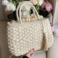 【美品】かごバッグ パール・タッセル付き 浴衣 夏祭り SHEIN