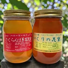 希少 特選 東北さくらんぼ系百花蜜 くり蜂蜜 フランス産各600g2本