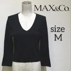 MAX&Co. ブラック Vネック 長袖ニットセーター　フレアスリーブ