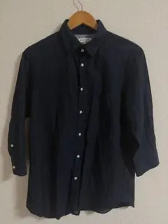 美品　SHIPS JET BLUE 七分袖シャツ ネイビー M