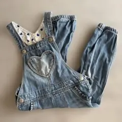 デニムオーバーオール ハート型ポケット 90センチ