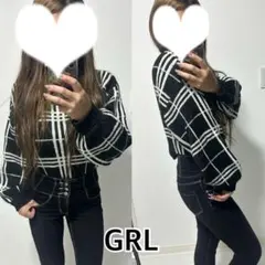 GRL チェック柄 クロップドニット