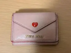 miu miu 　ラブレター　レザーピンク　三つ折り財布