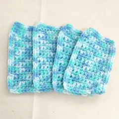 アクリルタワシ　エコタワシ　カラフル/パステルブルー　4枚セット