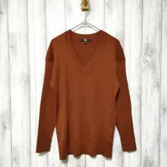 ユニクロ (M)　メリノブレンド リブ Vネックセーター