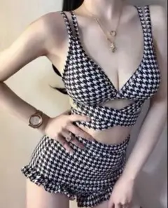 【最安値】ビキニ 千鳥柄 水着 セパレート モノトーン Mサイズ 韓国のサムネイル