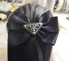 PRADA ブラック リボンベロアバレッタ