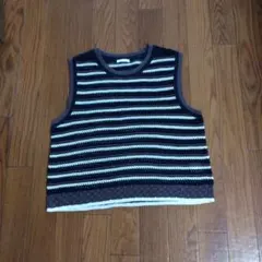 GU 網ニットベスト M ショート丈 茶・黒・白