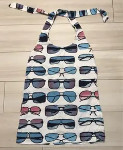 新品・タンクトップ・サングラス柄・白×ブルー・カットソー・S・可愛くて素敵☆