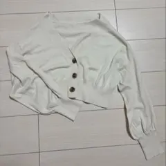 クロップド丈カーディガン 白