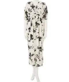 fifth 花柄 ロングワンピース アイボリー フラワー 半袖