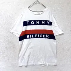 トミーヒルフィガー ビッグロゴ Tシャツ トリコロール L 白 半袖 カジュアル