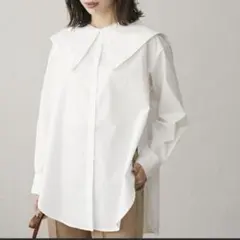 ノーカラーシャツ　ブラウス シャツ　襟付きブラウス