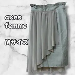 N0582　スカート　アシンメトリー　レイヤード　チェック切替　グレー系　M