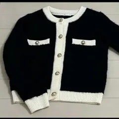 gu カーディガン　ゴールドボタン　ブラック　ホワイト　ニット