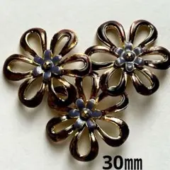 花型金属ボタン3個セット　30㎜　No.71