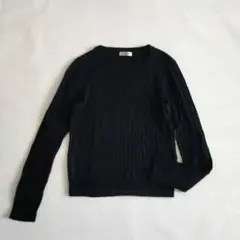 a.v.v standard ケーブル編みデザイン 薄手ニットトップス L 黒