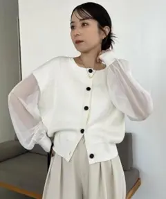 レマージュ シアースリーブショートカーディガン