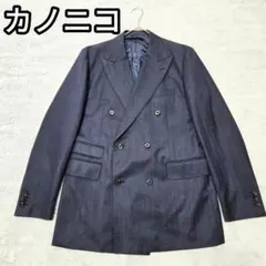 スーツカンパニー　カノニコ　テーラードジャケット　ネイビー　ヘリンボーン　ダブルのサムネイル