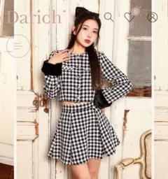 Darich チェックツイードフレアミニスカート