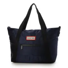 HUNTER ミディアム トップ クリップ トートバッグ/ネイビー