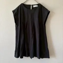 OPAQUE.CLIP フレンチスリーブチュニック　無地　シンプル　黒　38/M