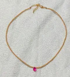 ハンドメイド　ビーズ　ネックレス　ドロップ　しずく　涙型　アジャスター　カニカン