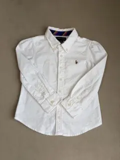 キッズ　RALPH LAUREN 長袖ボタンシャツ　女の子　白　100cm
