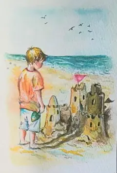 夏も終わってもーた 水彩画 はがき